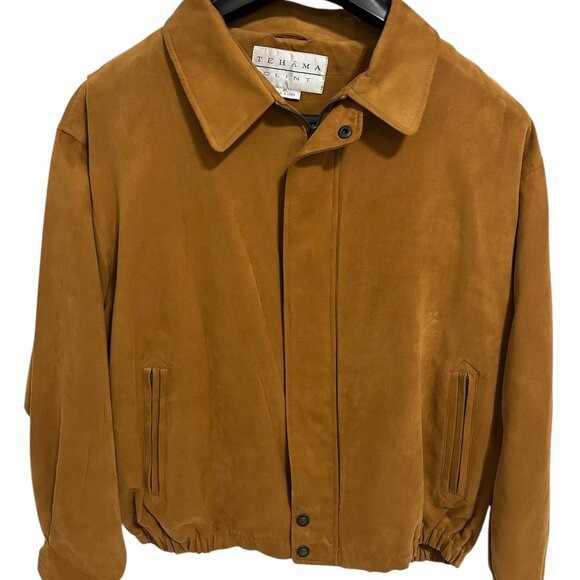 Tehama Clint Xl Khaki Suede Jacket Outwear Mens Size XL Full Zip - Picture 1 of 8